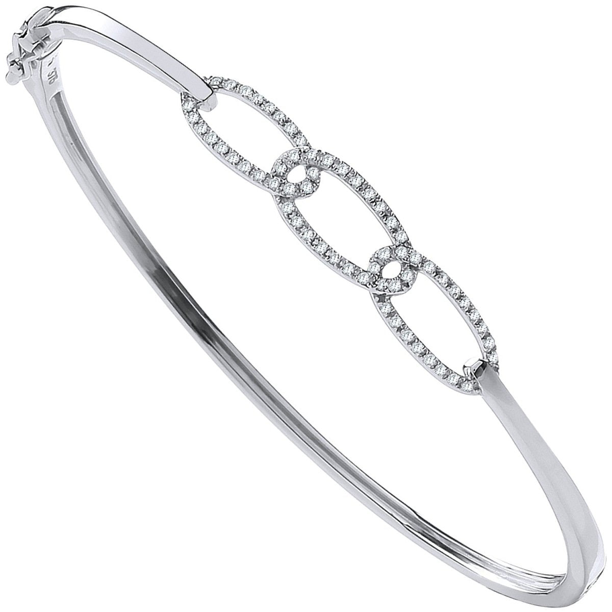 9ct White Gold 0.20ct Diamond Chain Link Bangle - Samuel Perry