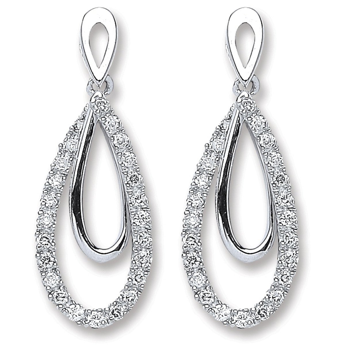 9ct White Gold 0.20ct Diamond Drop Earrings - Samuel Perry