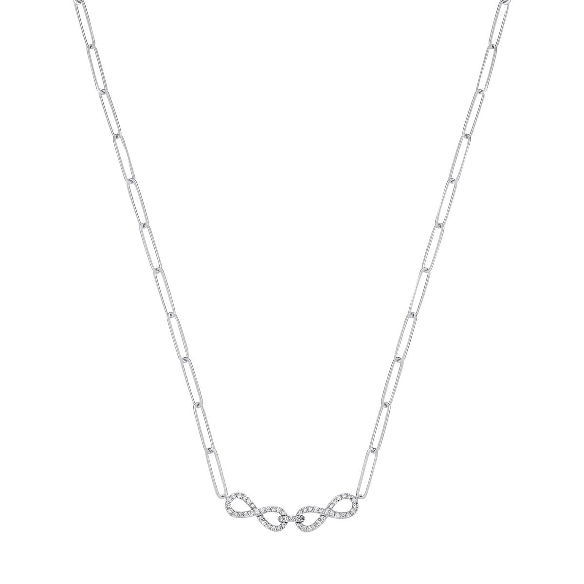 9ct White Gold 0.24ctw Diamond Infinity Necklace - Samuel Perry