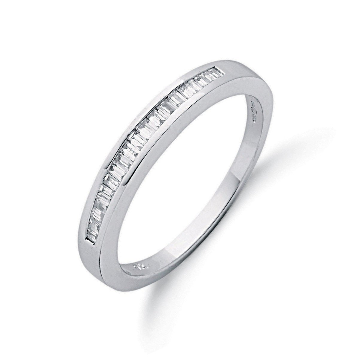 9ct White Gold 0.25ct Diamond Baguette Cut Channel Set Eternity Ring - Samuel Perry