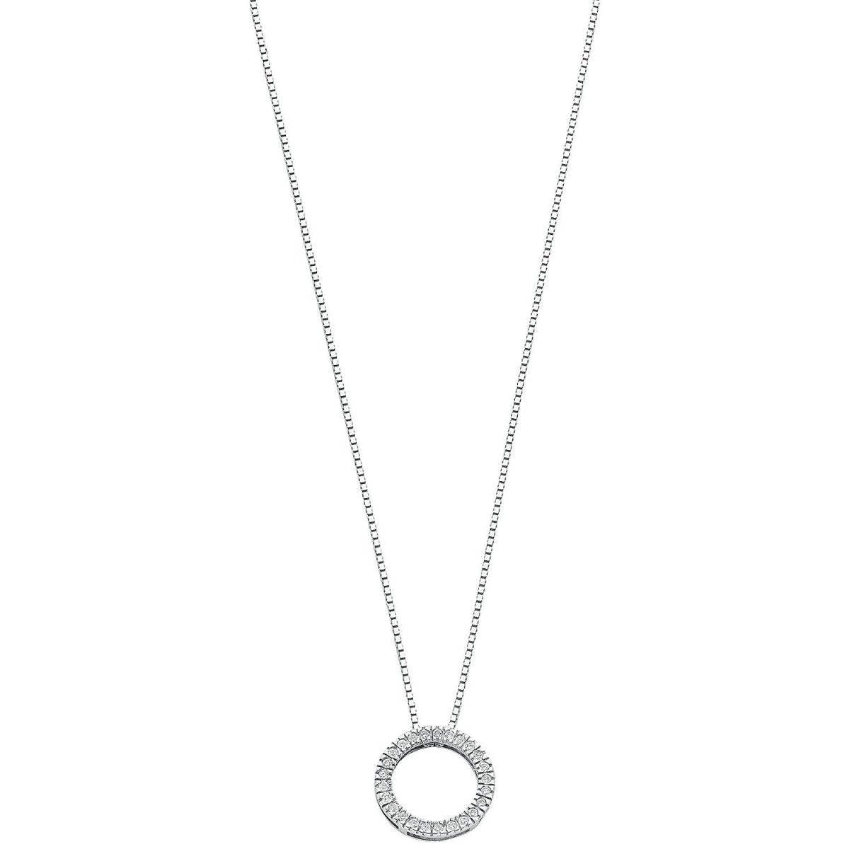 9ct White Gold 0.25ct Diamond Circle Necklace - Samuel Perry
