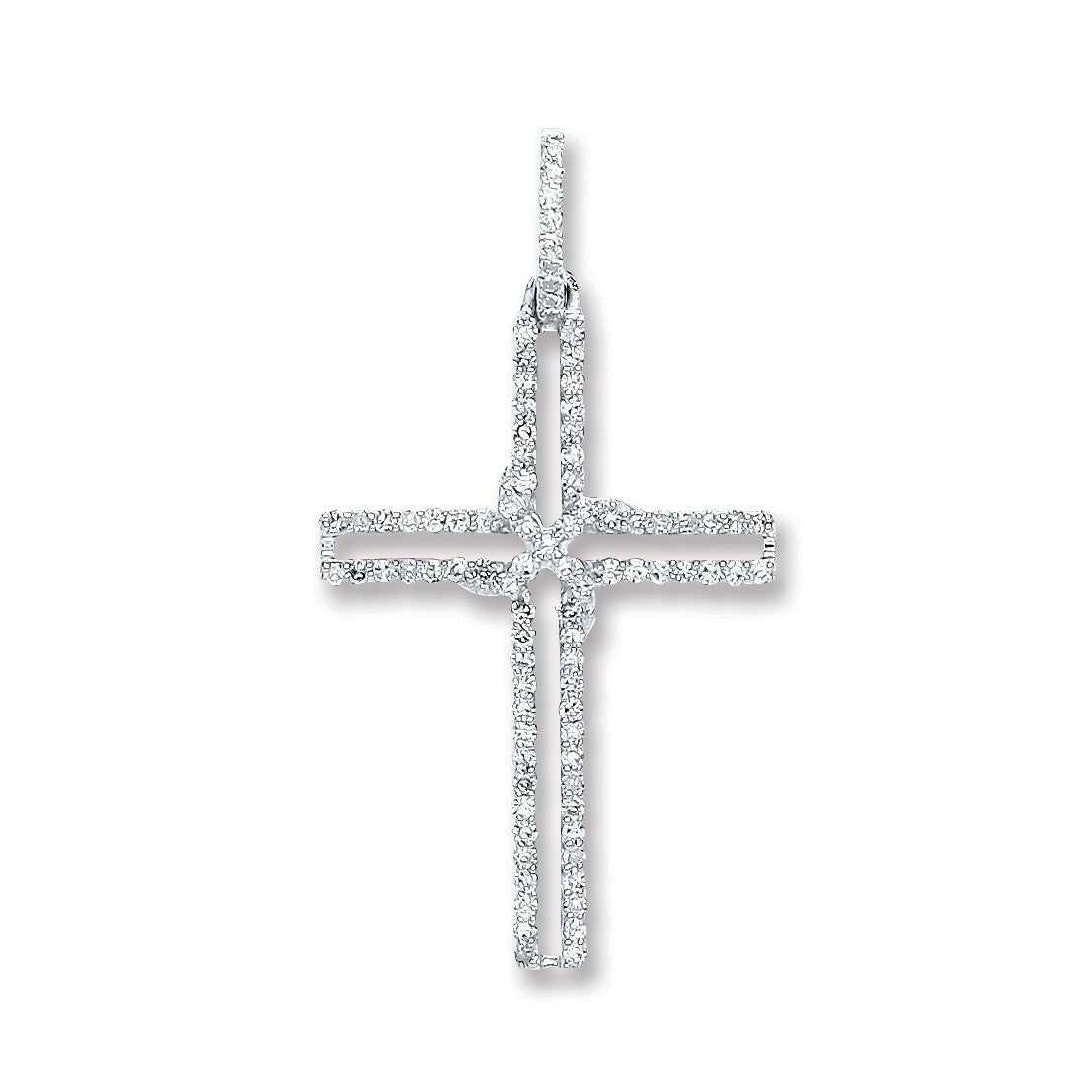9ct White Gold 0.25ct Diamond Cross Pendant - Samuel Perry