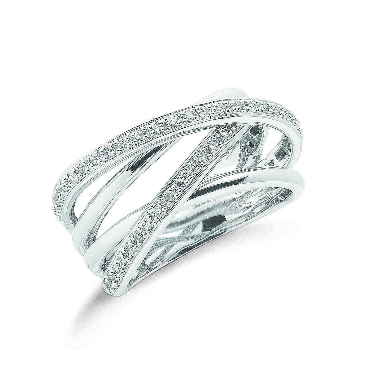 9ct White Gold 0.25ct Diamond Crossover Ring - Samuel Perry