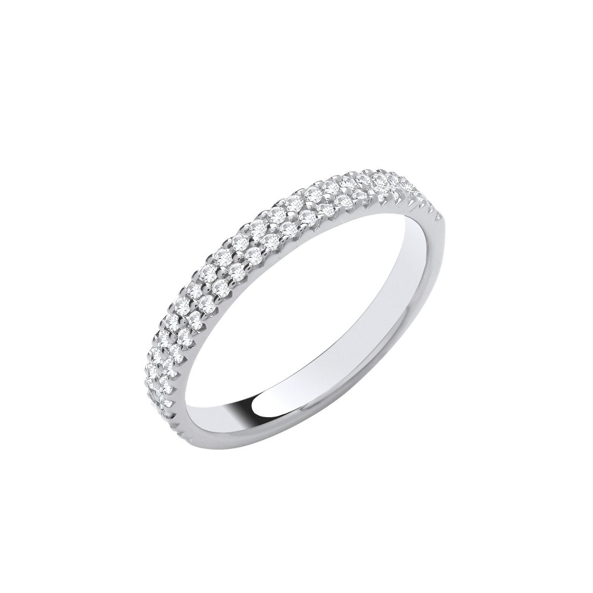 9ct White Gold 0.25ct Diamond Double Row Ring - Samuel Perry