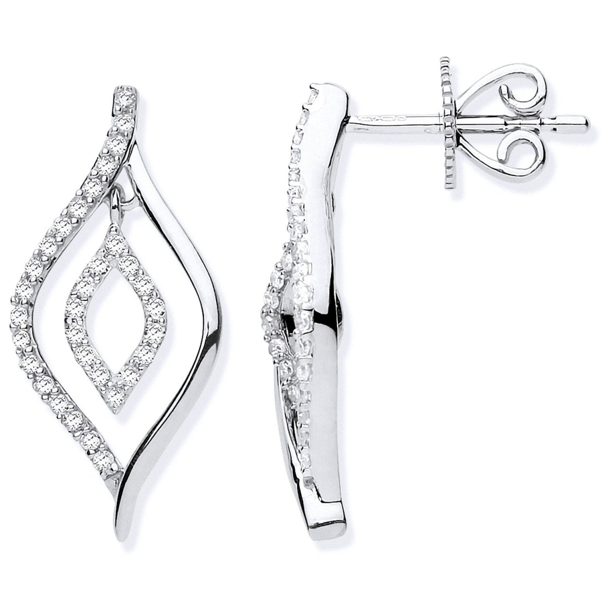 9ct White Gold 0.25ct Diamond Drop Earrings - Samuel Perry