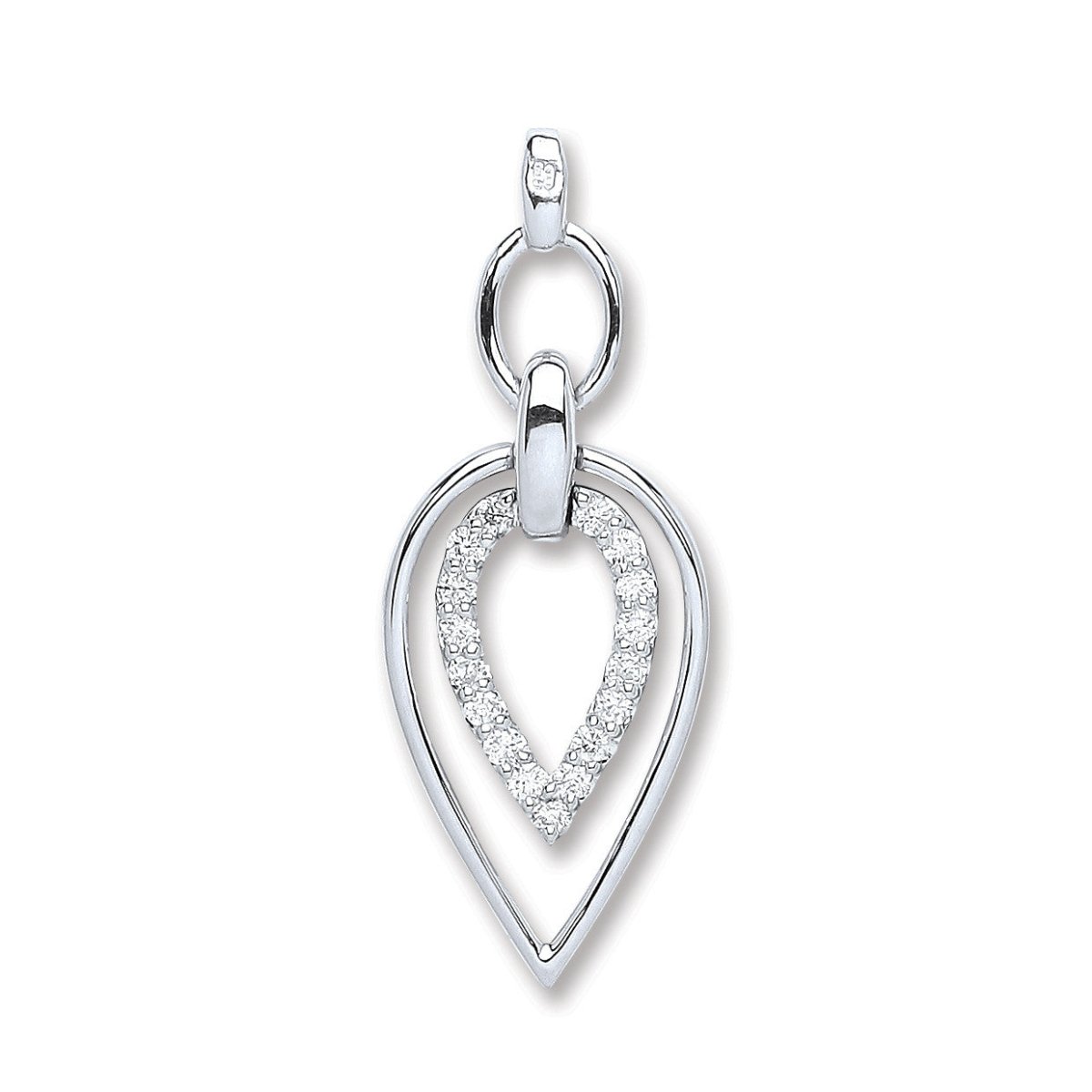 9ct White Gold 0.25ct Diamond Drop Pendant - Samuel Perry