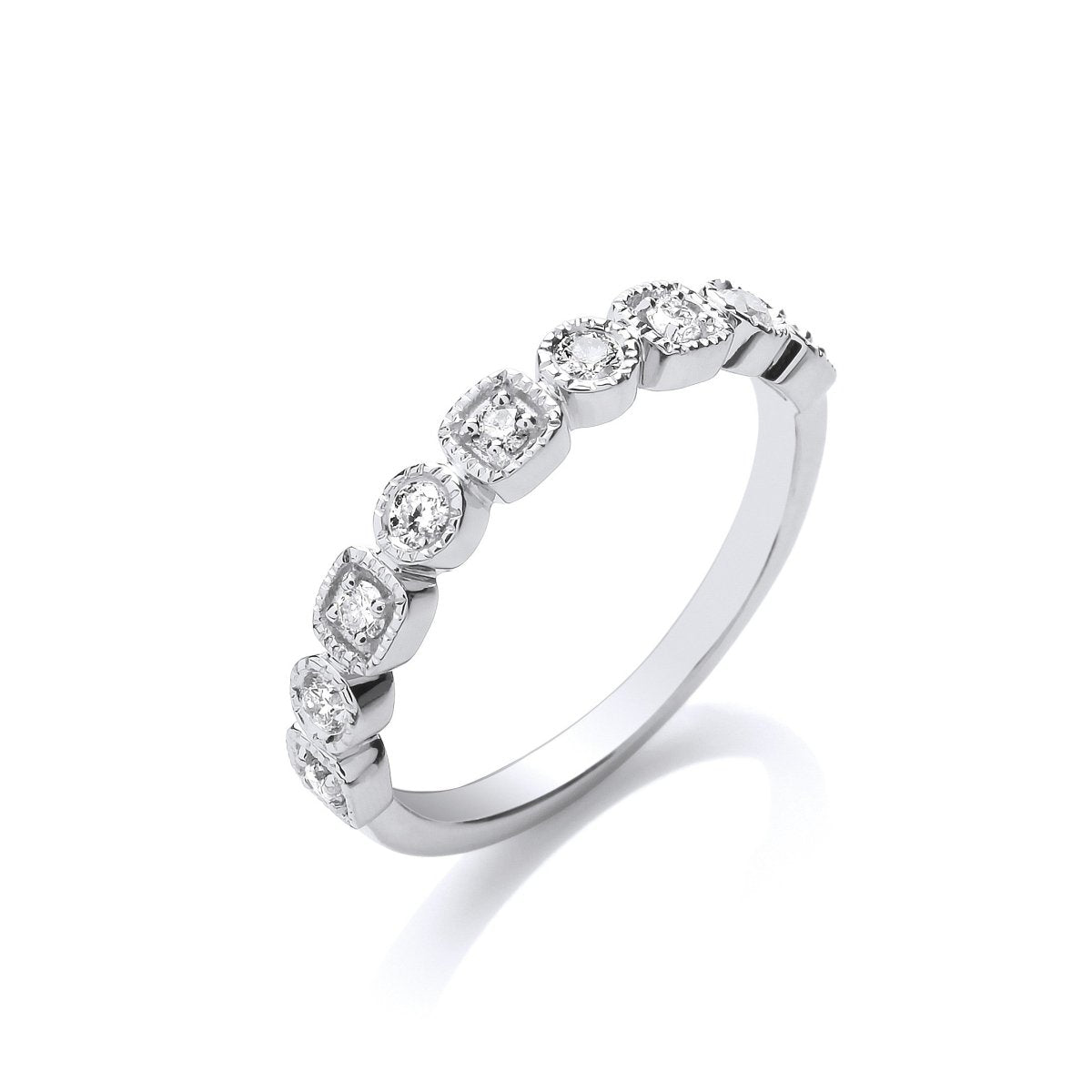 9ct White Gold 0.25ct Diamond Half Eternity Ring - Samuel Perry