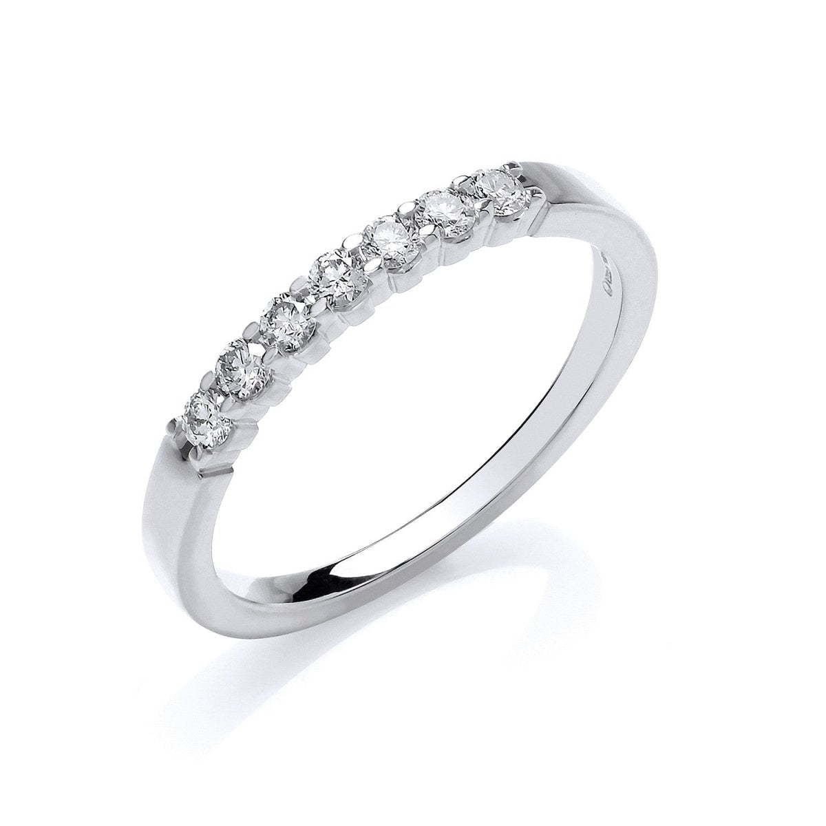 9ct White Gold 0.25ct Diamond Half Eternity Wedding Ring - Samuel Perry