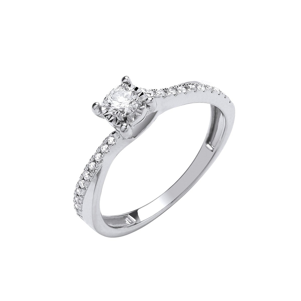 9ct White Gold 0.25ct Diamond Twist Engagement Ring - Samuel Perry
