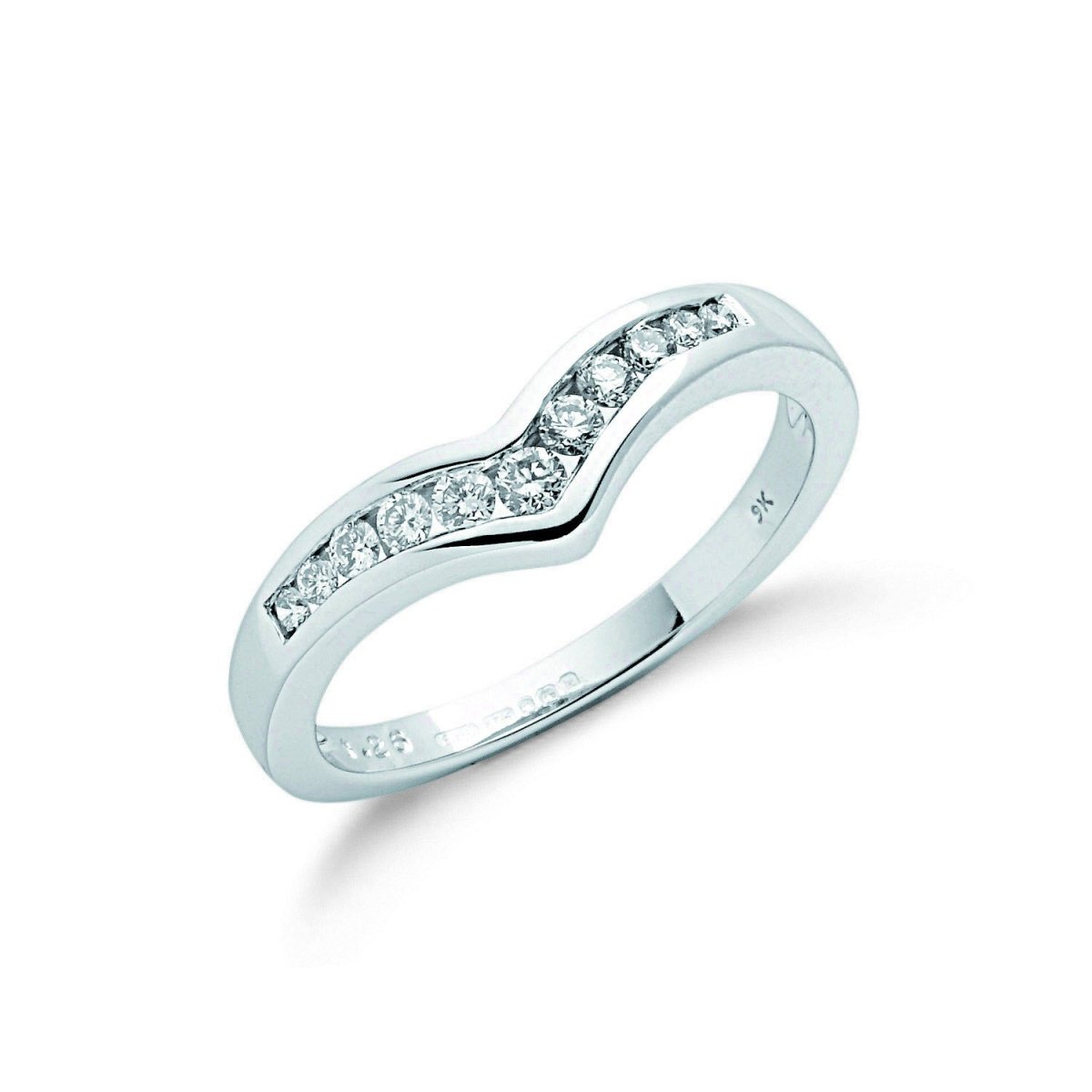 9ct White Gold 0.25ct Diamond Wishbone Ring - Samuel Perry