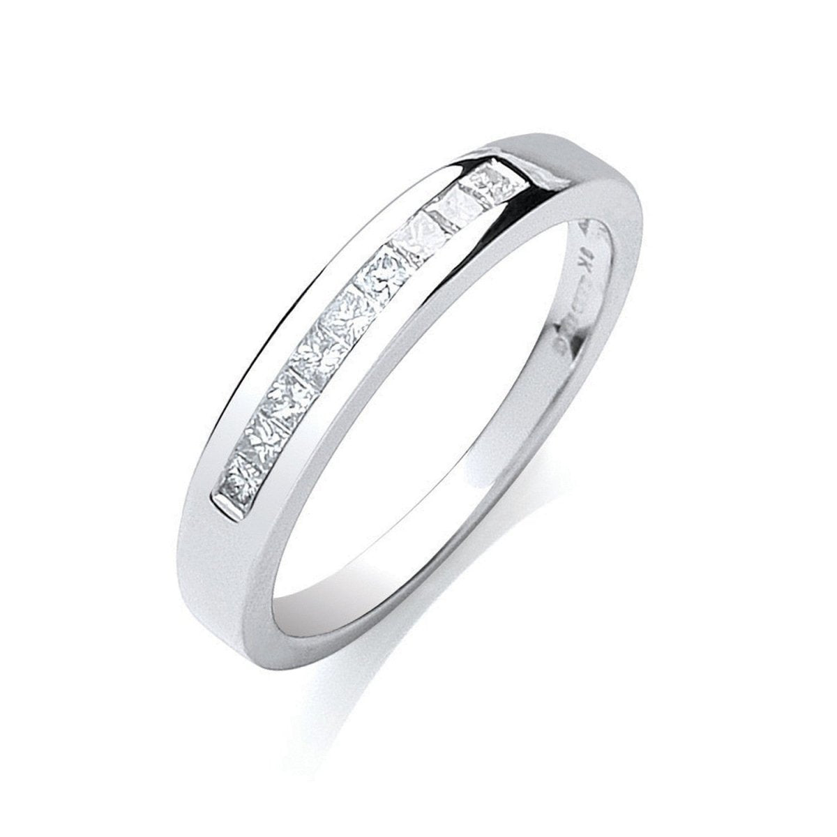 9ct White Gold 0.25ct Princess Cut Diamond Eternity Ring - Samuel Perry