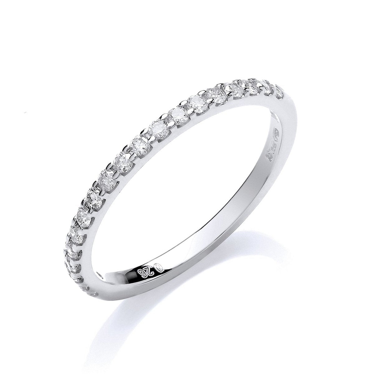 9ct White Gold 0.27ct 50% Set Diamond Half Eternity Wedding Ring - Samuel Perry