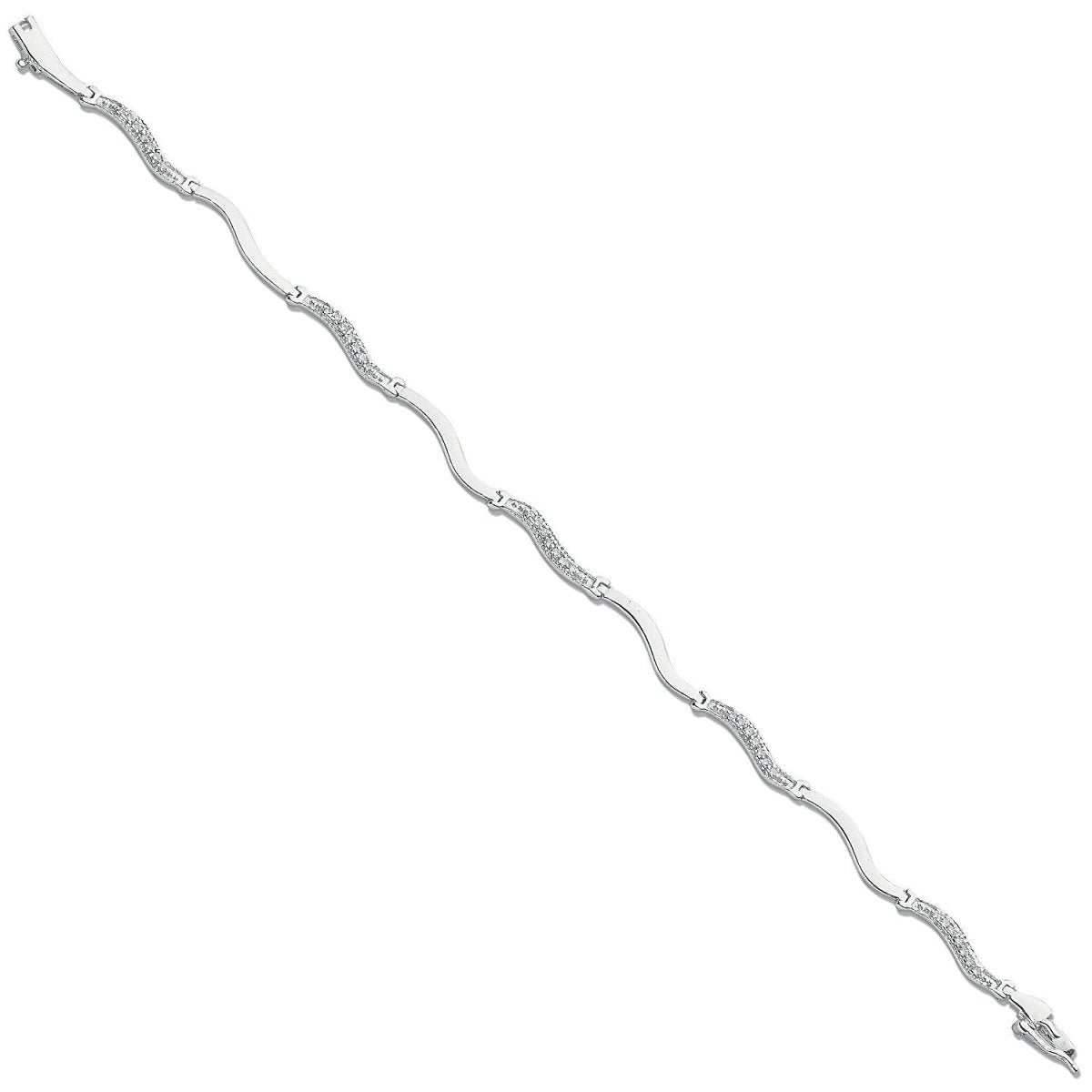 9ct White Gold 0.28ct Diamond Wave Bracelet - Samuel Perry