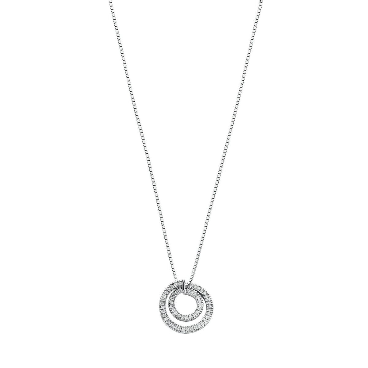 9ct White Gold 0.31ct Diamond Organic Circle Necklace - Samuel Perry