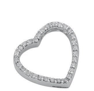 9ct White Gold 0.32ct Diamond Heart Pendant - Samuel Perry