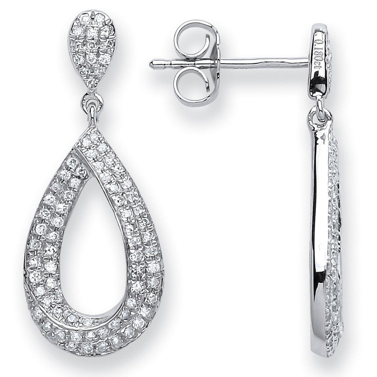 9ct White Gold 0.34ct Diamond Pear Shape Earrings - Samuel Perry