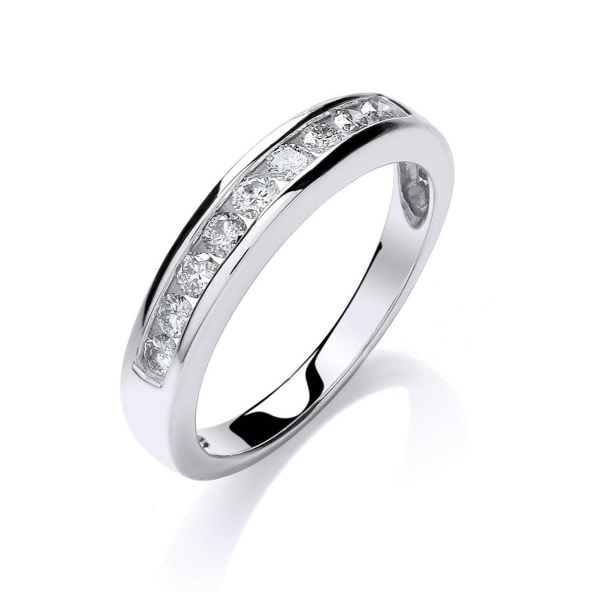 9ct White Gold 0.35ct Diamond Channel Set Eternity Ring - Samuel Perry