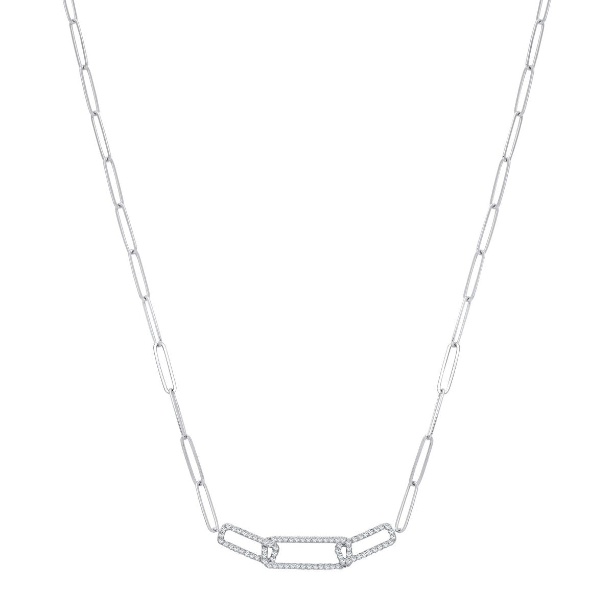 9ct White Gold 0.35ct Diamond Paper Link Collarette Necklace - Samuel Perry