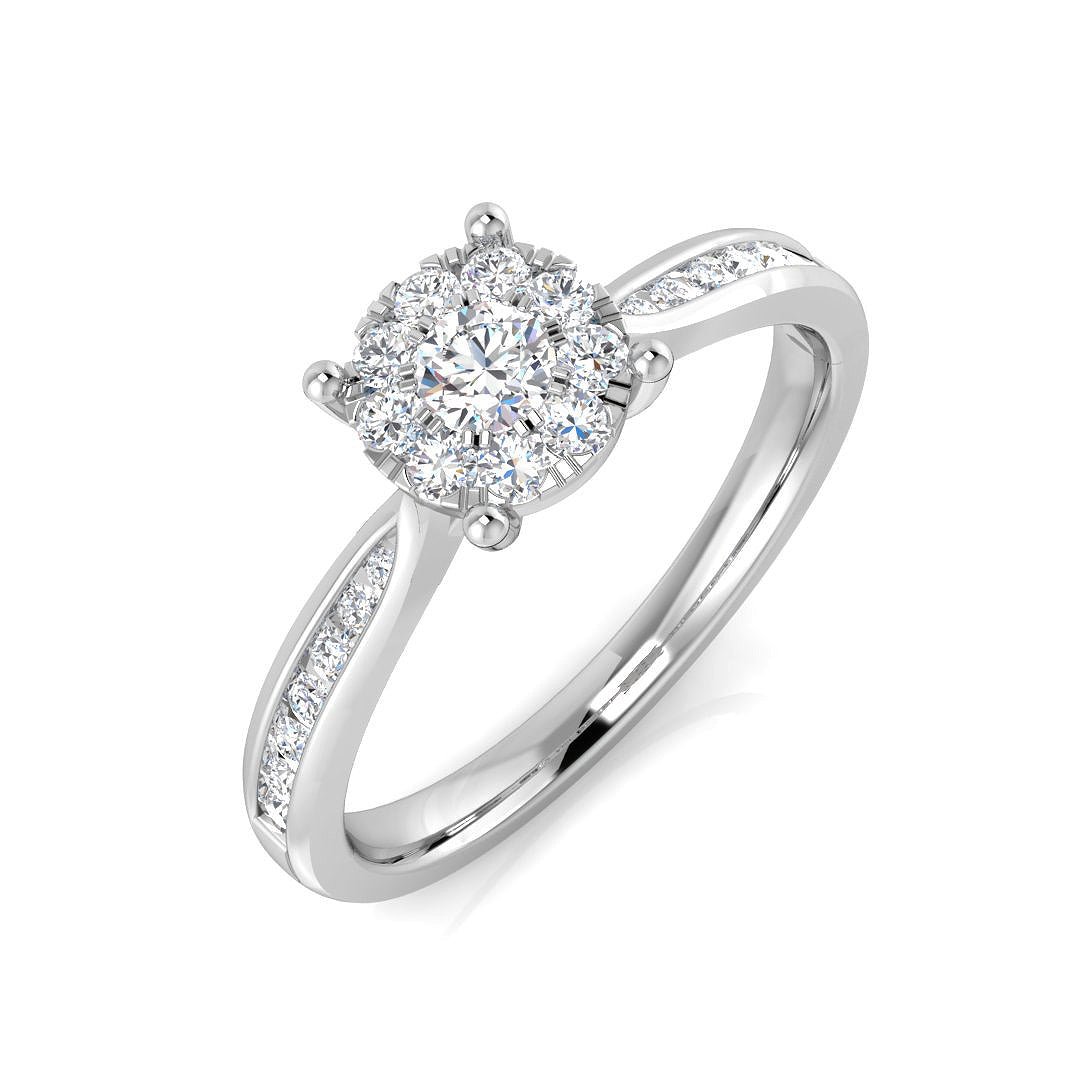 9ct White Gold 0.37ct Lab Grown Diamond Cluster Tapered Engagement Ring - Samuel Perry