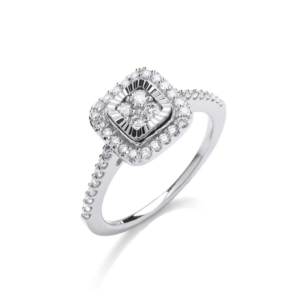 9ct White Gold 0.40ct Diamond Cluster Engagement Ring - Samuel Perry