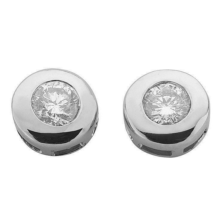 9ct White Gold 0.40ct Rubover Set Diamond Stud Earrings - Samuel Perry