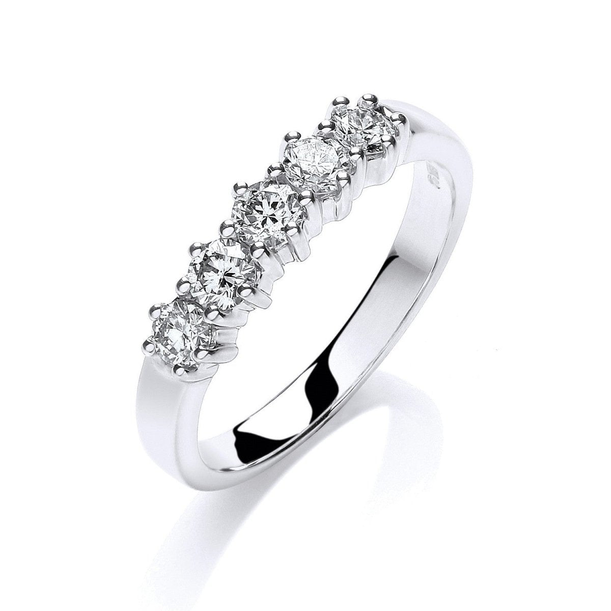 9ct White Gold 0.50ct 5 Stone Diamond Eternity Ring - Samuel Perry