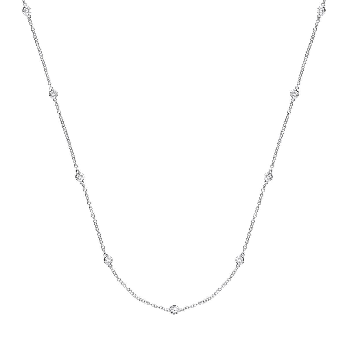 9ct White Gold 0.50ct Diamond by the Yard Necklace - Samuel Perry