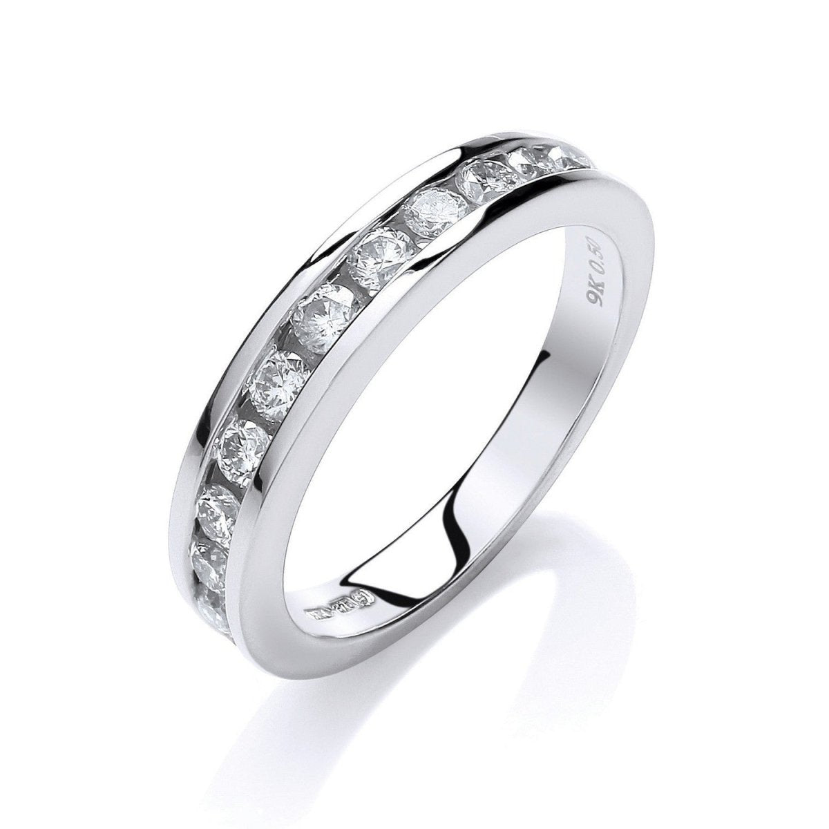 9ct White Gold 0.50ct Diamond Channel Set Eternity Ring - Samuel Perry