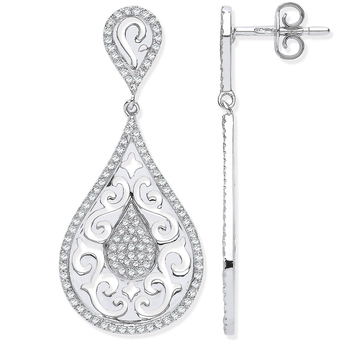 9ct White Gold 0.50ct Diamond Drop Earrings - Samuel Perry