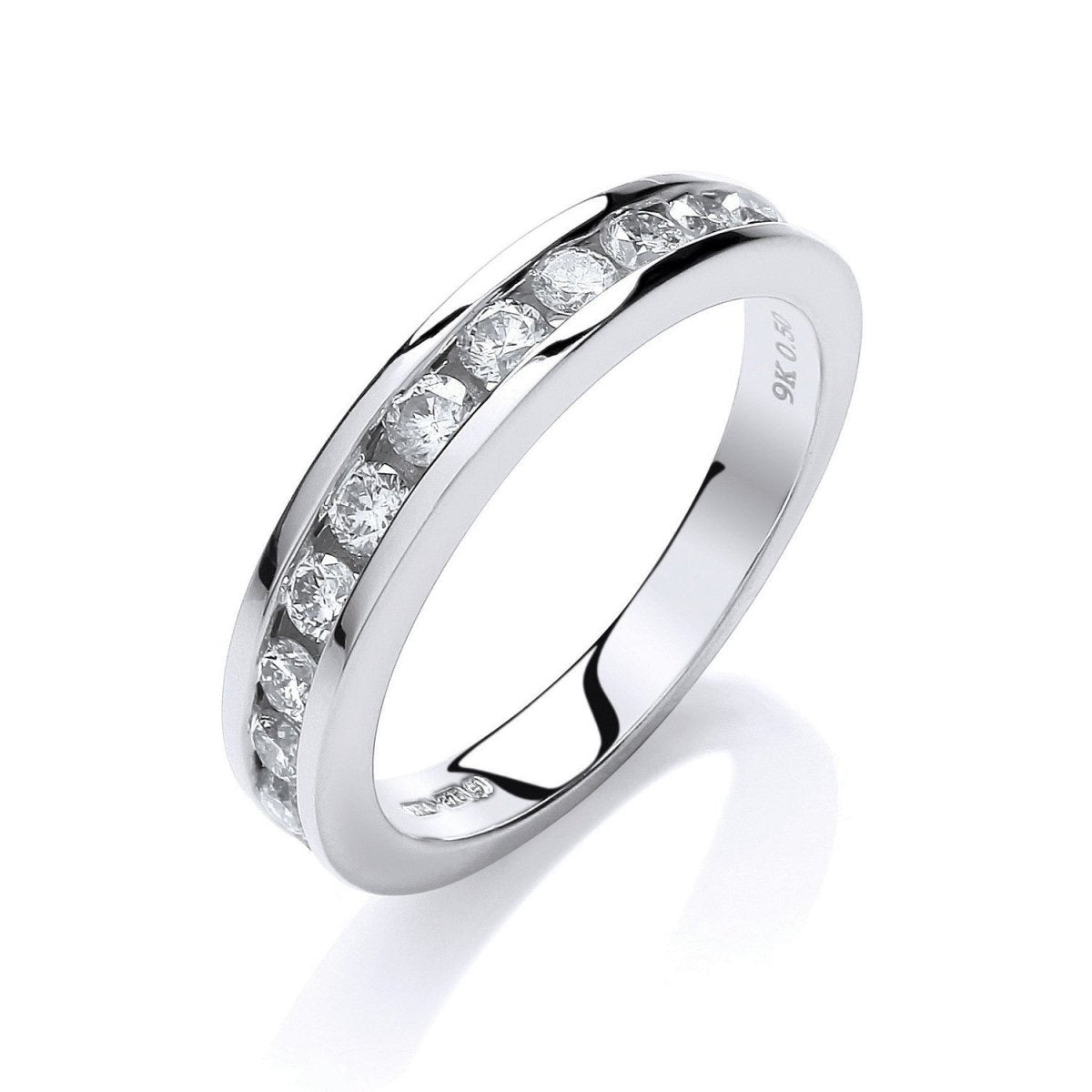 9ct White Gold 0.50ct Diamond Eternity Wedding Ring - Samuel Perry