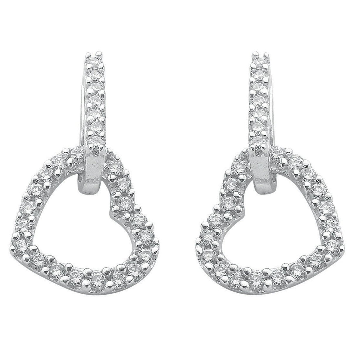 9ct White Gold 0.50ct Diamond Heart Drop Earrings - Samuel Perry