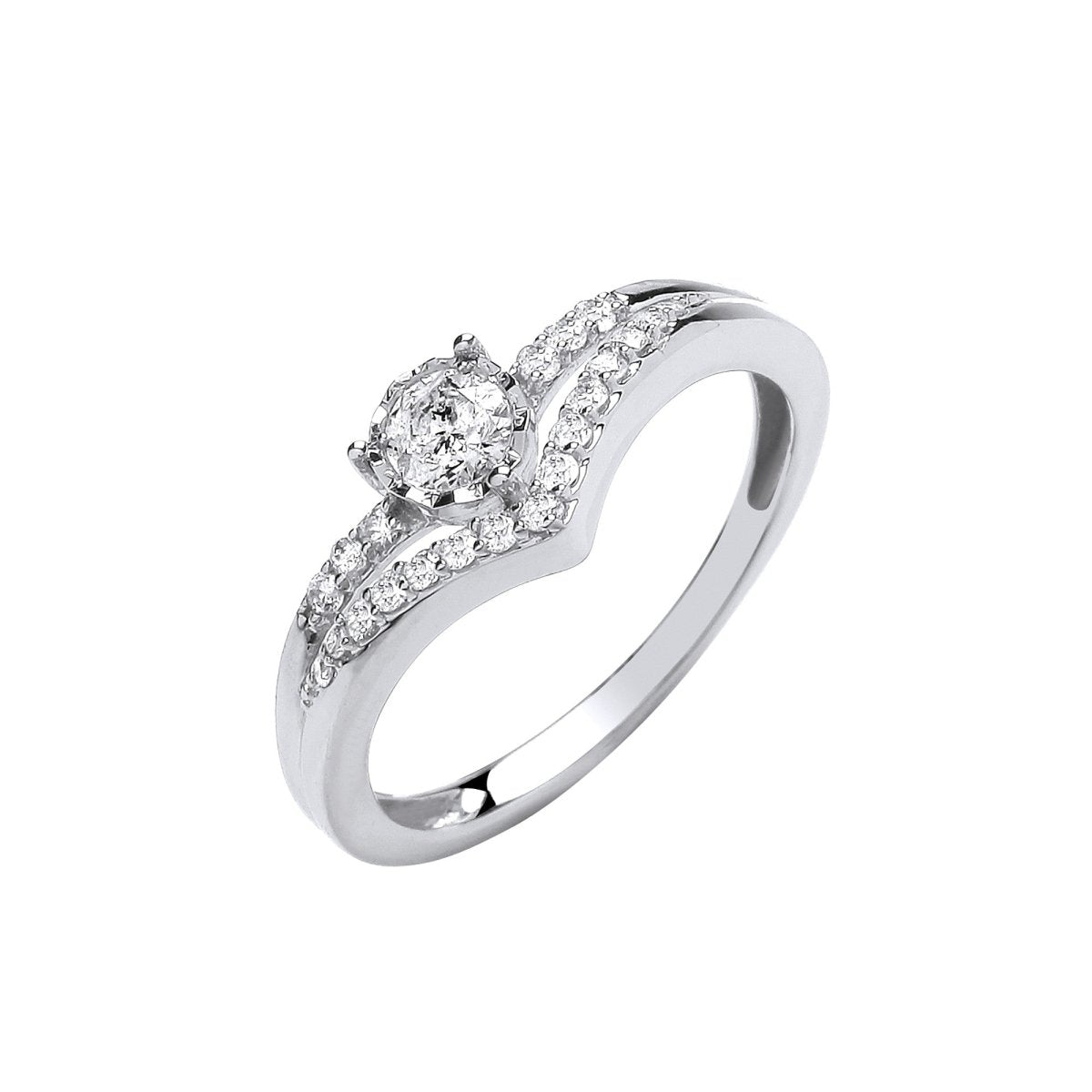 9ct White Gold 0.50ct Diamond Split Shank Engagement Ring - Samuel Perry
