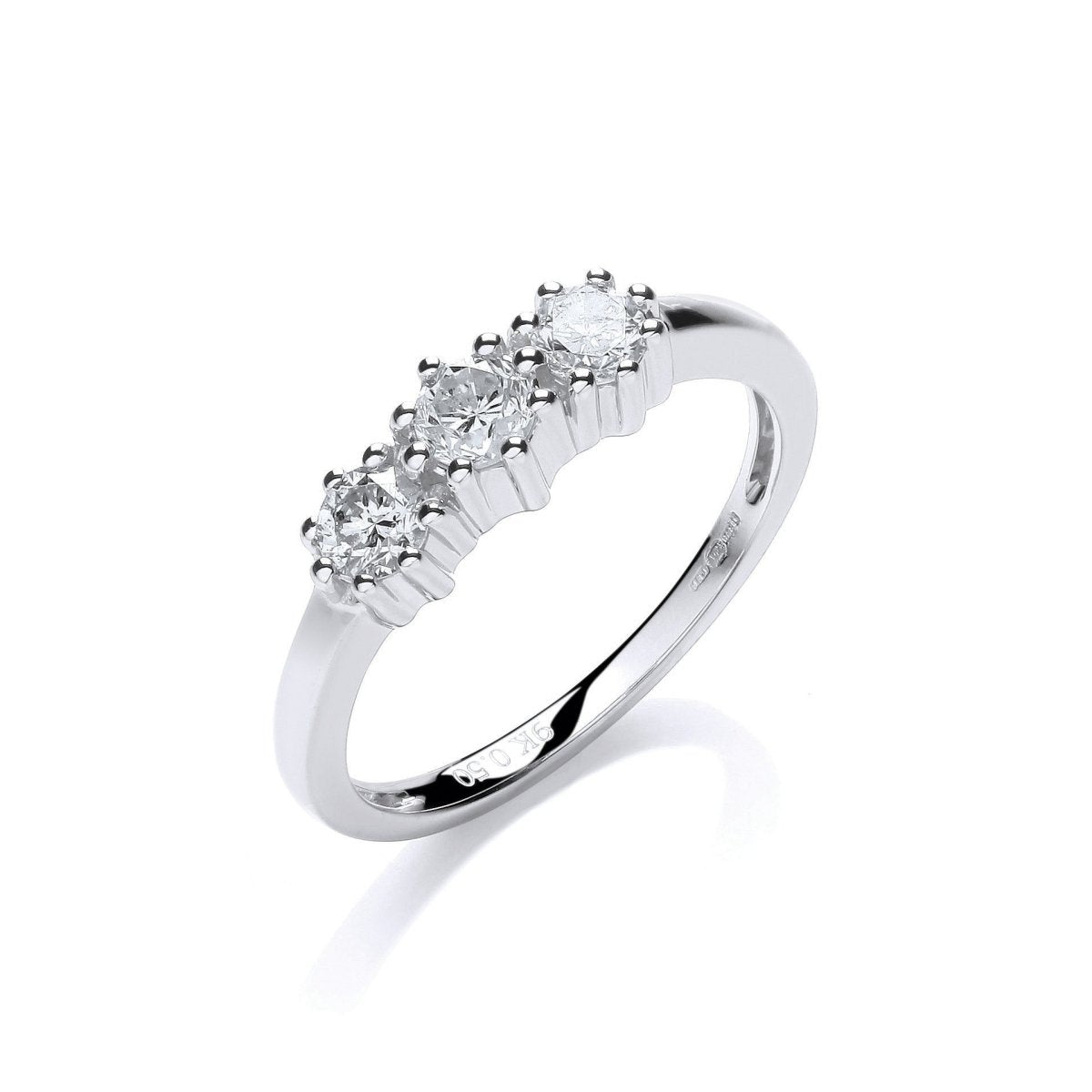 9ct White Gold 0.50ct Diamond Trilogy Ring - Samuel Perry