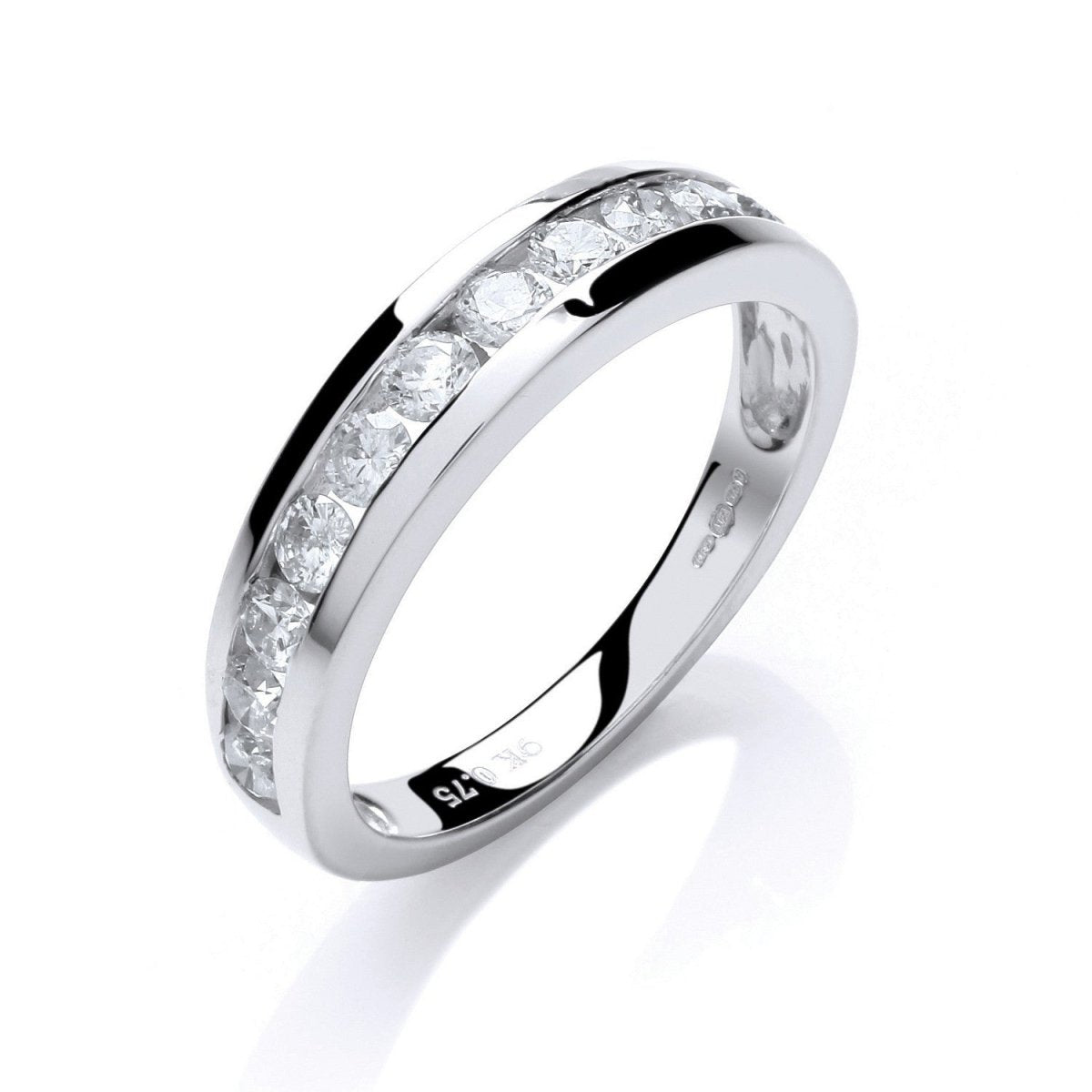 9ct White Gold 0.75ct Diamond Channel Set Eternity Ring - Samuel Perry