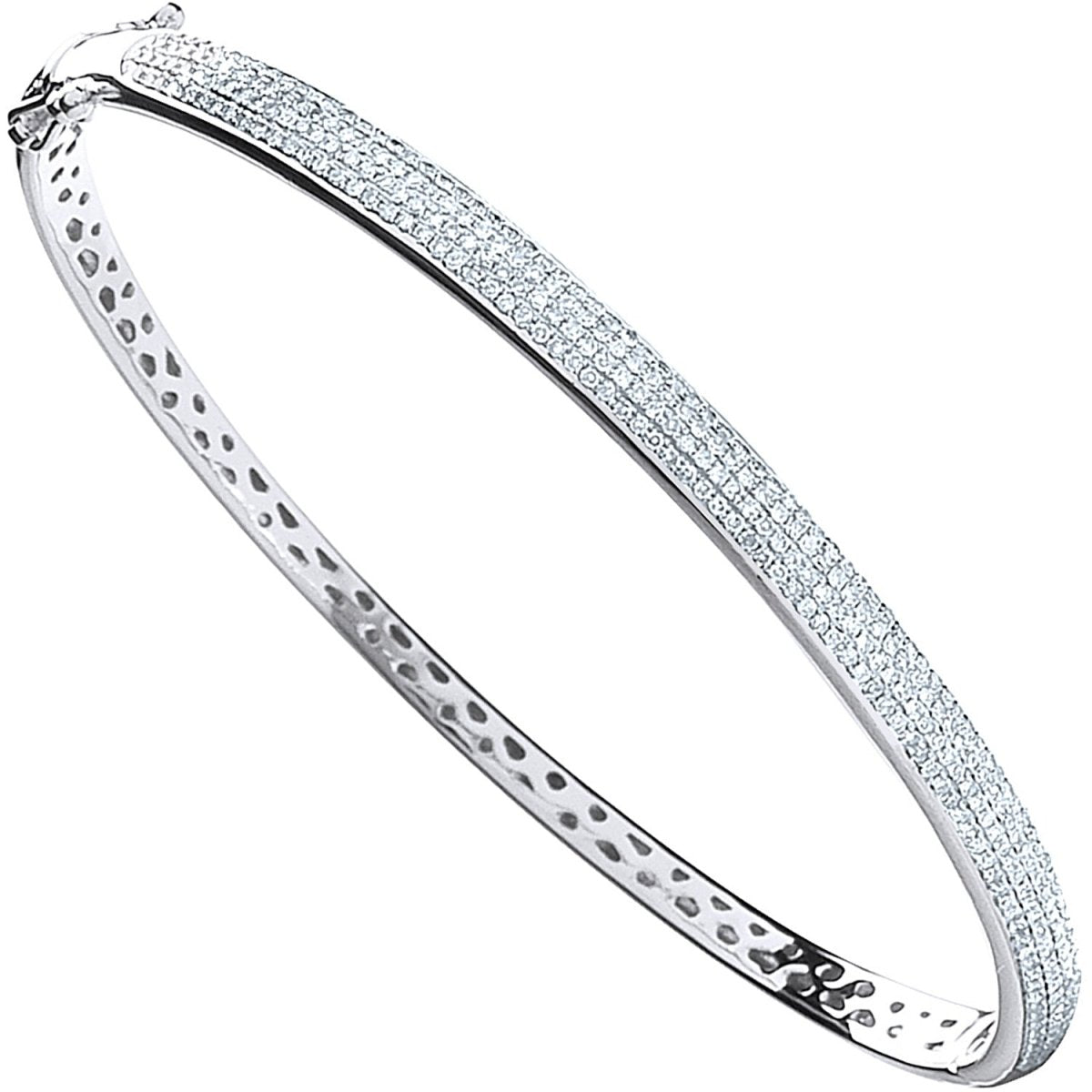 9ct White Gold 0.86ct Pavé Diamond Bangle - Samuel Perry
