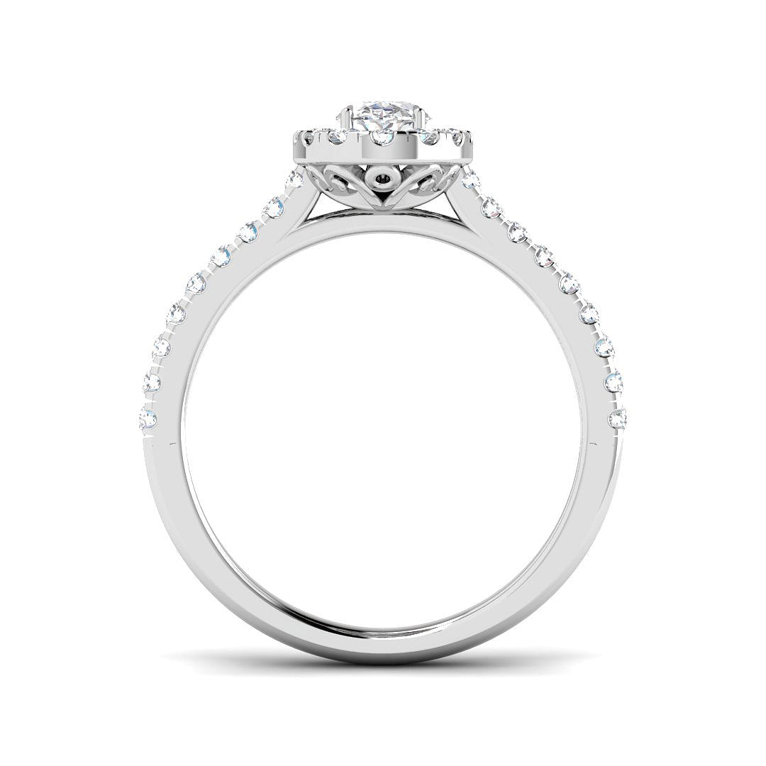 9ct White Gold 0.88ct Oval Halo Lab Grown Diamond Engagement Ring - Samuel Perry