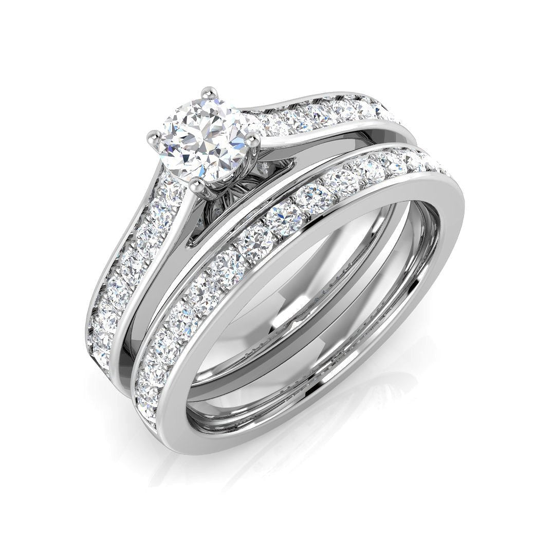 9ct White Gold 0.90ct Lab Grown Diamond Solitaire Bridal Set - Samuel Perry