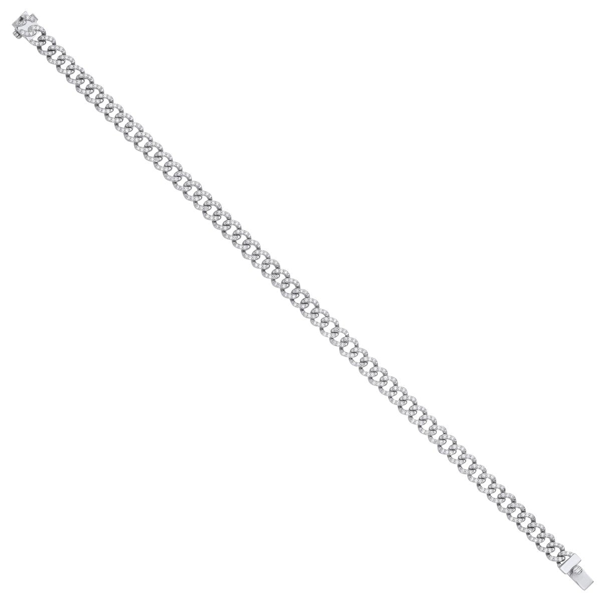 9ct White Gold 1.00ct Diamond Curb Bracelet - Samuel Perry