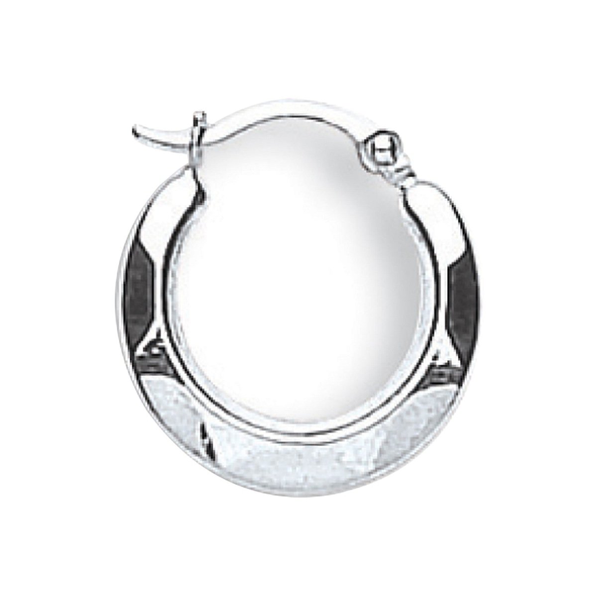 9ct White Gold 14mm Round Hammered Hoop Earrings - Samuel Perry