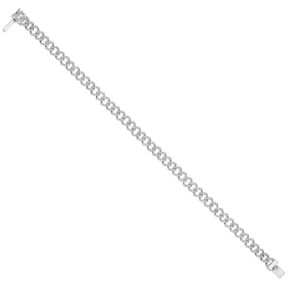 9ct White Gold 2.00ct Diamond Curb Bracelet - Samuel Perry