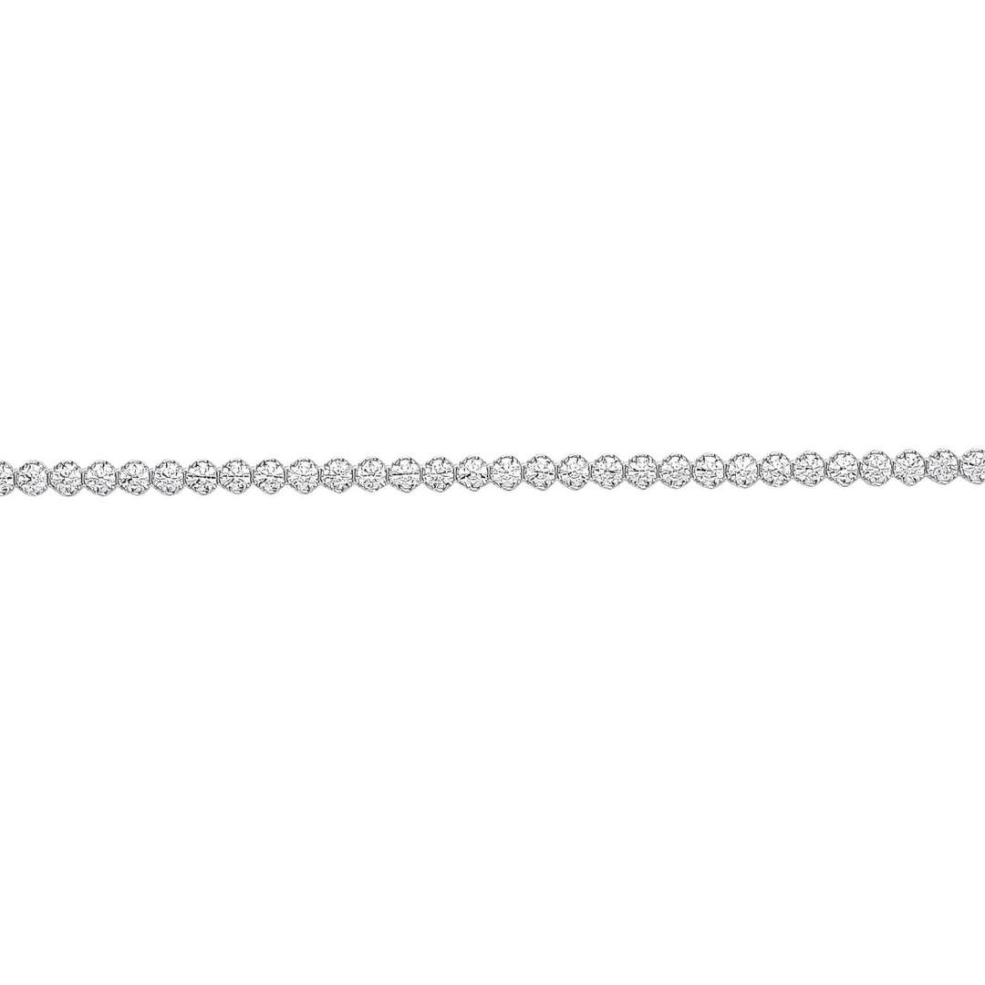 9ct White Gold 2mm Rubover CZ Tennis Bracelet - Samuel Perry