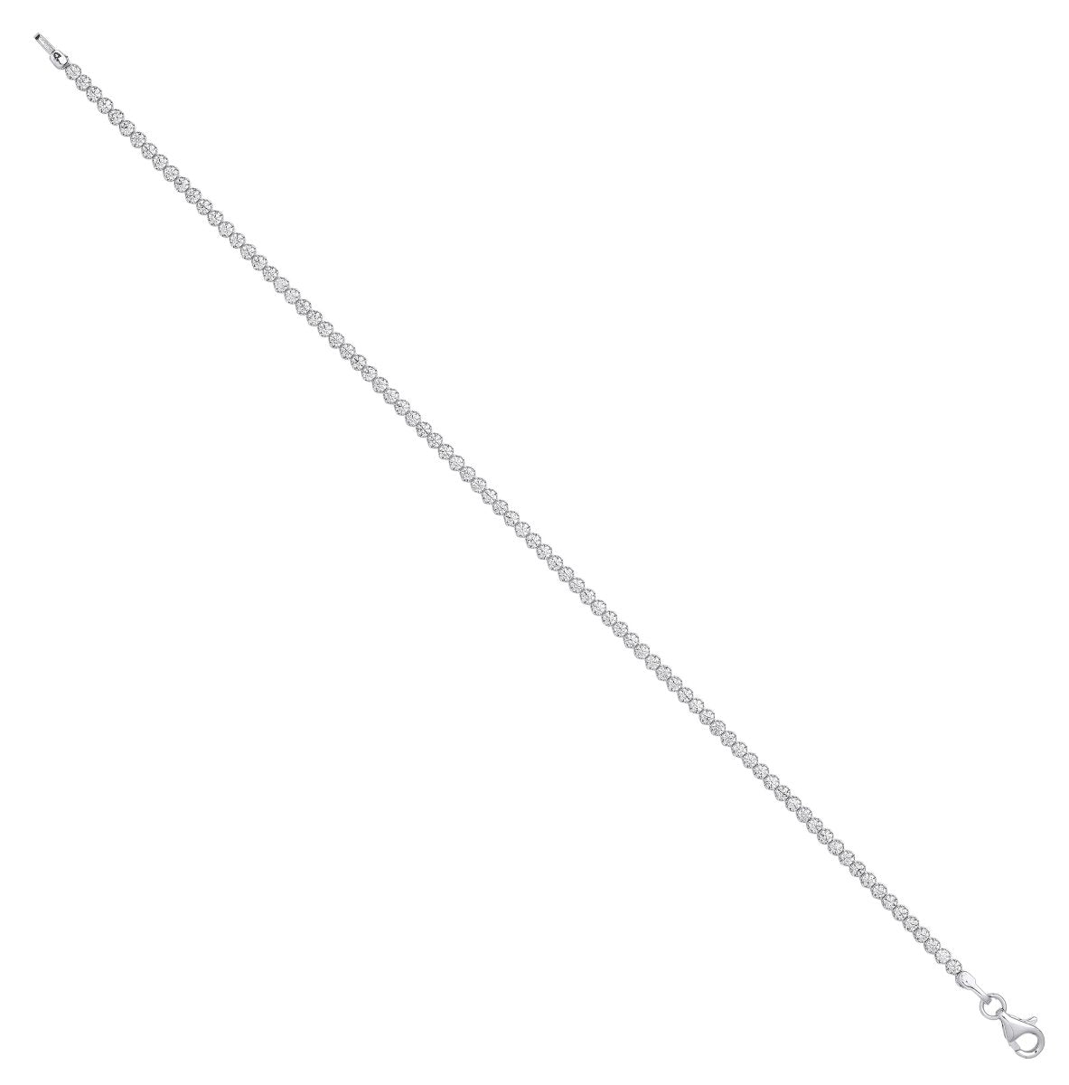 9ct White Gold 2mm Rubover CZ Tennis Bracelet - Samuel Perry