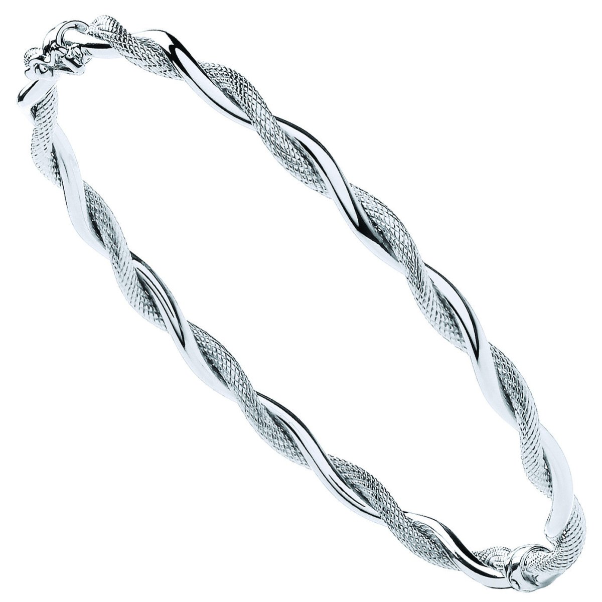 9ct White Gold 4mm Twist Ladies Bangle – Elegant & Refined - Samuel Perry