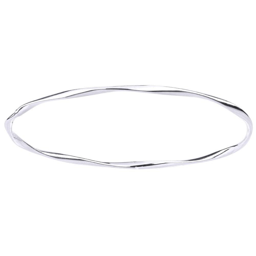 9ct White Gold Closed Bangle - Samuel Perry