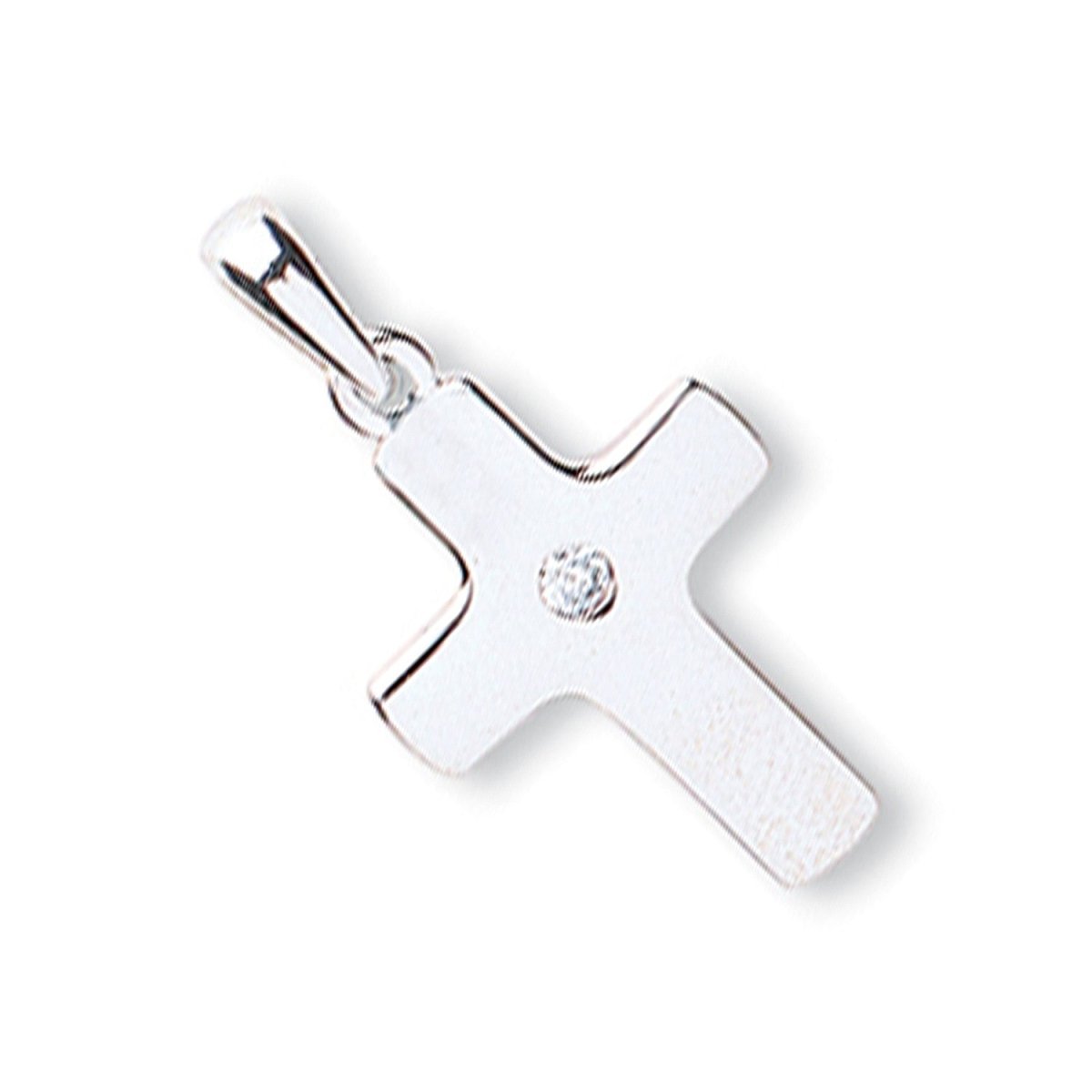 9ct White Gold CZ Cross Pendant – Subtle Sparkle - Samuel Perry