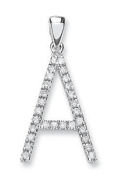 9ct White Gold & Diamond ‘A’ Initial Pendant - Samuel Perry