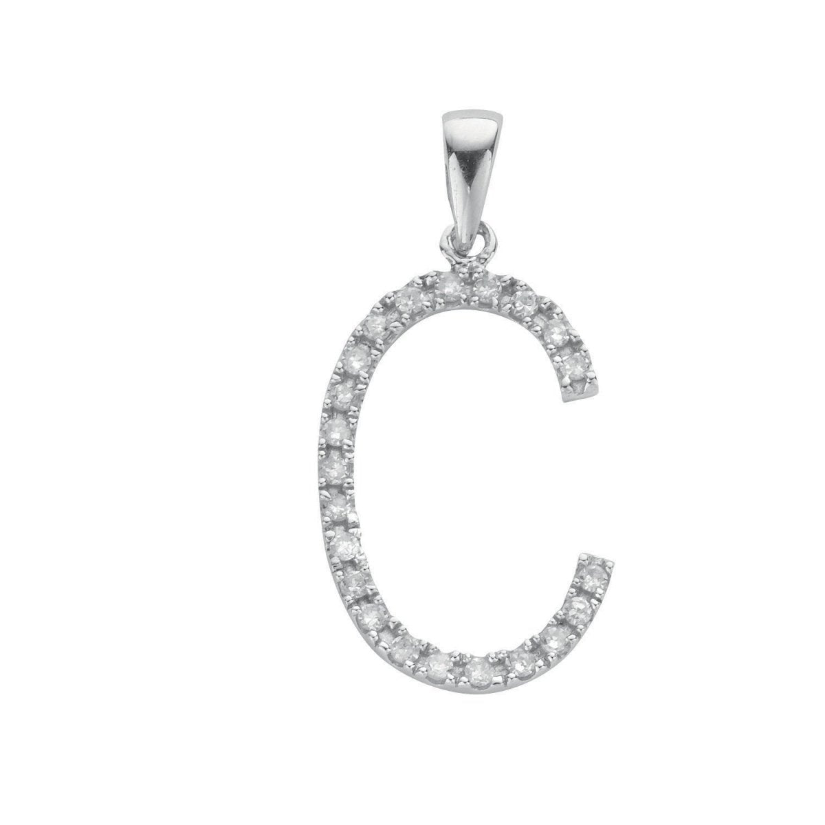 9ct White Gold & Diamond ‘C’ Initial Pendant - Samuel Perry