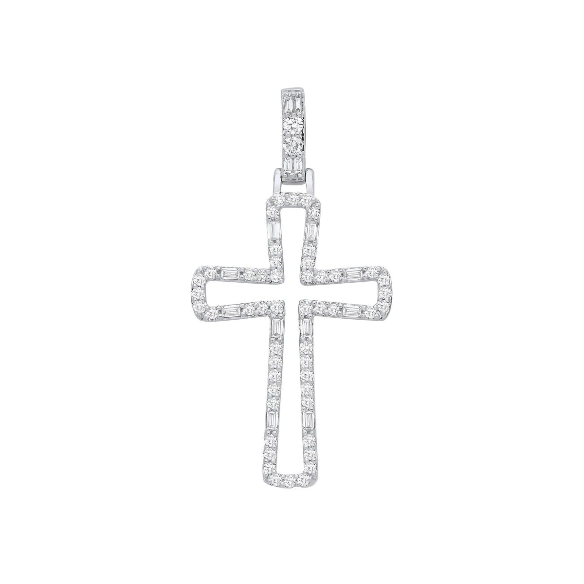 9ct White Gold Diamond Cross Pendant - Samuel Perry