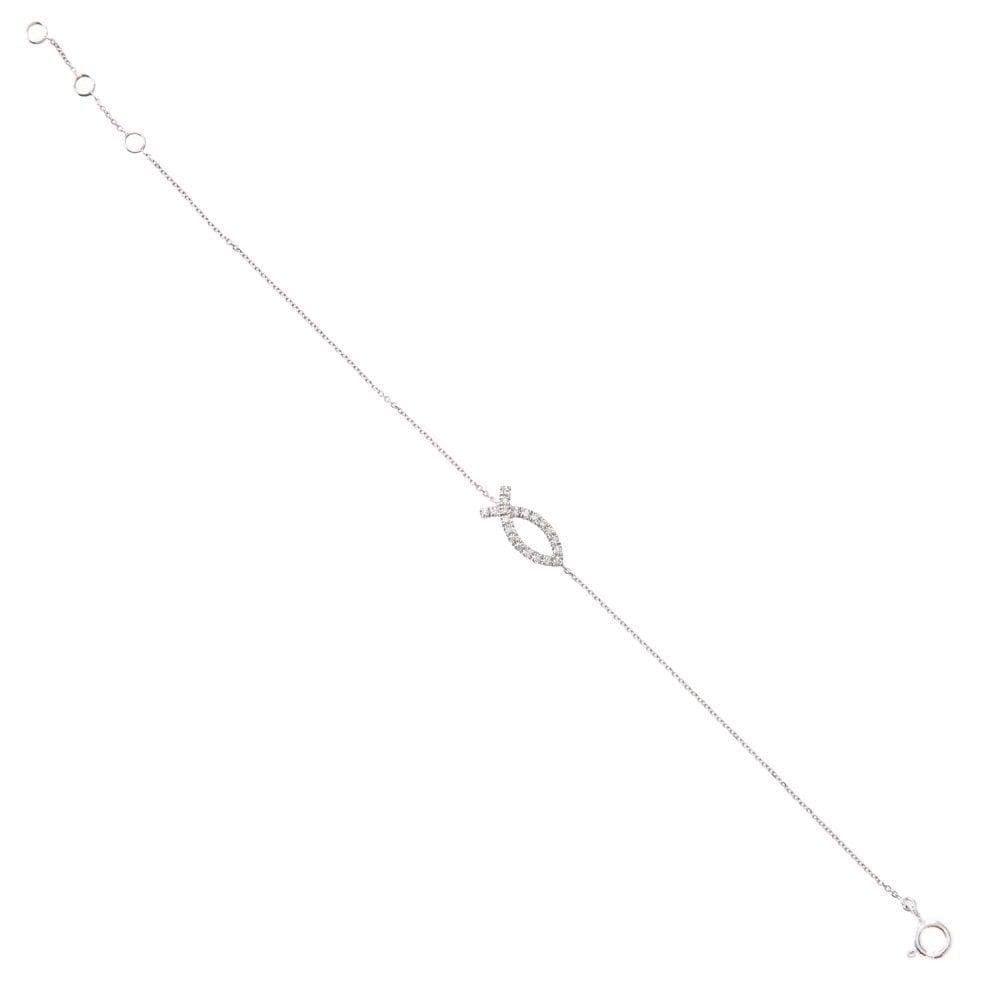 9ct White Gold Diamond Dolphin Bracelet - Samuel Perry