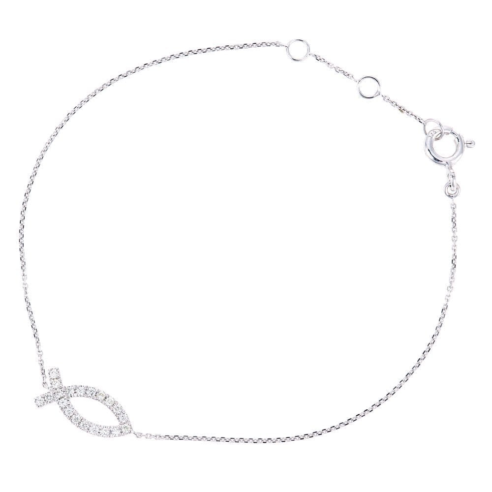 9ct White Gold Diamond Dolphin Bracelet - Samuel Perry